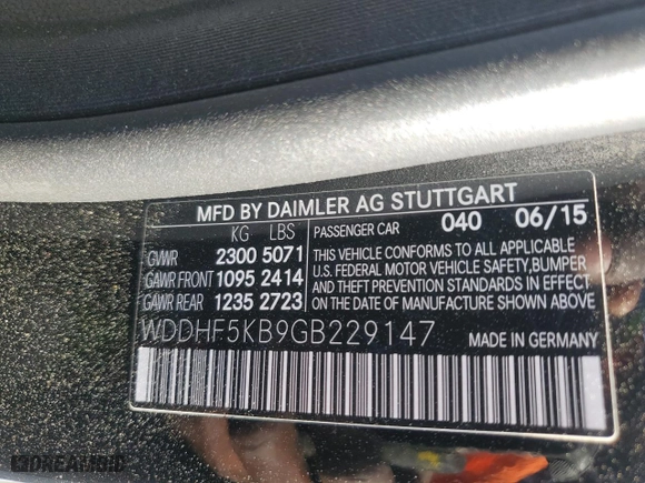 2016 Mercedes-Benz E-Class E 350 Sport with VIN WDDHF5KB9GB229147, listed as a Copart auction lot 49842195 with 49,389 mi miles and Clean Title. Bid and sale history available at carsss.com. Image 12.
