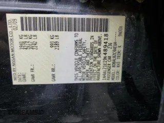 2009 Nissan Altima SL with VIN 1N4AL21E19N489418, listed as a Copart auction lot 53065085 with 172,738 mi miles and Salvage Title. Bid and sale history available at DreamBid. Image 12.