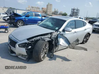 2019 Infiniti Q70 Luxe with VIN JN1BY1AP1KM500136, listed as a Copart auction lot 59349665 with Not provided miles and Salvage title. Bid and sale history available at DreamBid. Image 1.