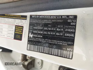 2013 Mercedes-Benz M 350 with VIN 4JGDA2EB0DA201610, listed as a IAAI auction lot 41763528 with 188,416 mi miles and . Bid and sale history available at DreamBid. Image 9.