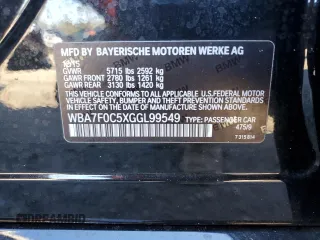 2016 BMW 7 Series 750i with VIN WBA7F0C5XGGL99549, listed as a Copart auction lot 41880015 with 54,181 mi miles and Salvage Title. Bid and sale history available at carsss.com. Image 12.