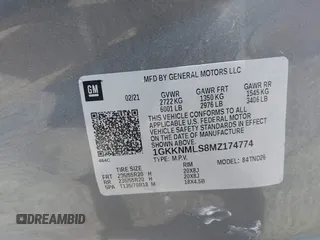 2021 GMC Acadia SLT z VIN 1GKKNMLS8MZ174774, wystawiony jako IAAI lot #42232686 z przebiegiem Nie podano mil oraz . Historia ofert i sprzedaży dostępna na DreamBid. Obrazek 9.