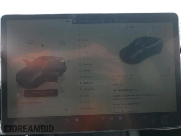 2022 Tesla Model Y Performance z VIN 7SAYGDEF1NF457494, wystawiony jako Copart lot #43287315 z przebiegiem 79 855 mil mil oraz Szkoda całkowita • Salvage title. Historia ofert i sprzedaży dostępna na DreamBid. Obrazek 9.