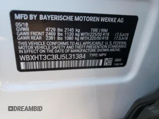 2018 BMW X1 xDrive28i with VIN WBXHT3C38J5L31384, listed as a Copart auction lot 66323172 with 74,272 mi miles. Bid and sale history available at carsss.com. Image 10.
