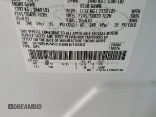 2011 Ford Edge Limited z VIN 2FMDK3KC0BBB10662, wystawiony jako Copart lot #55793465 z przebiegiem 109 924 mil mil oraz Szkoda całkowita • Salvage title. Historia ofert i sprzedaży dostępna na DreamBid. Obrazek 12.