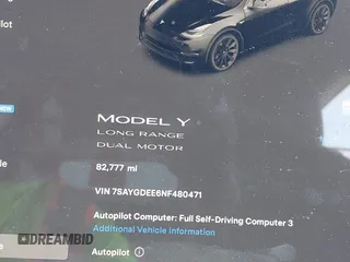 2022 Tesla Model Y Long Range with VIN 7SAYGDEE6NF480471, listed as a IAAI auction lot 41985797 with 82,777 mi miles and . Bid and sale history available at DreamBid. Image 7.