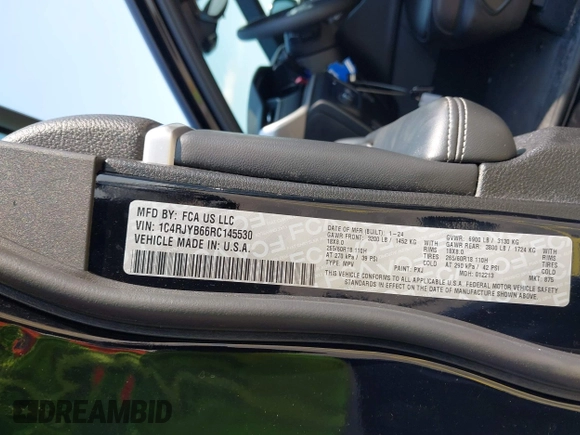 2024 Jeep Grand Cherokee с VIN 1C4RJYB66RC145530, выставлен на аукционе IAAI как лот 42340853 с пробегом 38 771 миль миль и . История ставок и продаж доступна на DreamBid. Изображение 9.