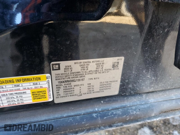 2016 GMC Acadia SLT with VIN 1GKKRRKD8GJ135187, listed as a Copart auction lot 42197465 with 127,838 mi miles and Salvage Title. Bid and sale history available at carsss.com. Image 15.