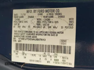 2010 Ford Explorer XLT with VIN 1FMEU7DE9AUB07613, listed as a IAAI auction lot 42146491 with 125,414 mi miles. Bid and sale history available at carsss.com. Image 9.