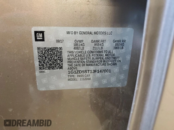 2018 Chevrolet Malibu LT with VIN 1G1ZD5ST1JF147001, listed as a Copart auction lot 55830385 with 149,481 mi miles and Salvage Title. Bid and sale history available at DreamBid. Image 12.