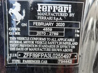 2020 Ferrari Portofino z VIN ZFF89FPA3L0255497, wystawiony jako Copart lot #46598594 z przebiegiem 4193 mil mil oraz Szkody całkowita. Historia ofert i sprzedaży dostępna na DreamBid. Obrazek 15.