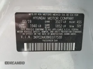2019 Hyundai Accent SE with VIN 3KPC24A38KE077538, listed as a Copart auction lot 46093475 with 67,699 mi miles and Salvage Title. Bid and sale history available at carsss.com. Image 14.