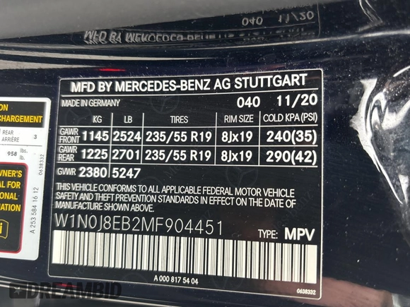2021 Mercedes-Benz GLC 300 z VIN W1N0J8EB2MF904451, wystawiony jako Copart lot #57702365 z przebiegiem 117 769 mil mil oraz Czysty tytuł • Clean title. Historia ofert i sprzedaży dostępna na DreamBid. Obrazek 10.