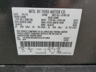 2016 Ford Explorer XLT with VIN 1FM5K8D86GGC91485, listed as a Copart auction lot 53047495 with 167,519 mi miles and Clean Title. Bid and sale history available at DreamBid. Image 13.