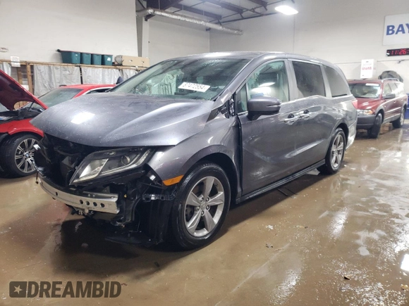 2018 Honda Odyssey EX-L with VIN 5FNRL6H71JB050444, listed as a Copart auction lot 87472554 with 102,667 mi miles and Salvage Title. Bid and sale history available at carsss.com. Image 1.