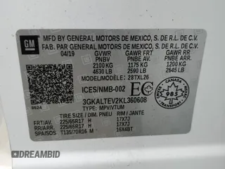 2019 GMC Terrain SLE z VIN 3GKALTEV2KL360608, wystawiony jako Copart lot #62577555 z przebiegiem 120 763 mil mil oraz Czysty tytuł • Clean title. Historia ofert i sprzedaży dostępna na DreamBid. Obrazek 13.