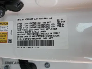 2021 Honda Pilot Elite with VIN 5FNYF6H01MB057789, listed as a Copart auction lot 58543815 with 60,602 mi miles and Salvage title. Bid and sale history available at DreamBid. Image 14.