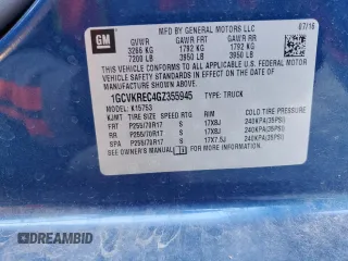 2016 Chevrolet Silverado 1500 LT with VIN 1GCVKREC4GZ355945, listed as a Copart auction lot 47234795 with 63,628 mi miles and Salvage Title. Bid and sale history available at DreamBid. Image 12.