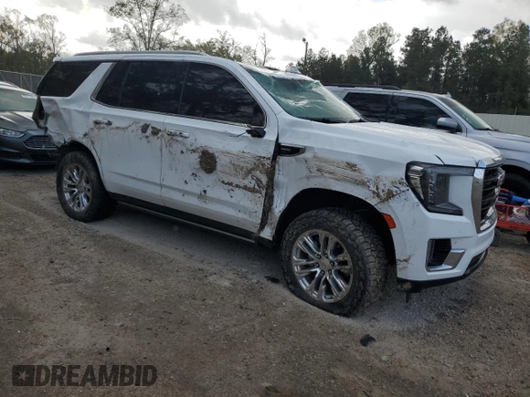 2022 GMC Yukon SLE with VIN 1GKS1AKD7NR201865, listed as a Copart auction lot 49668955 with 35,298 mi miles and Salvage Title. Bid and sale history available at carsss.com. Image 4.