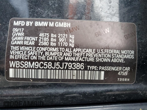 2018 BMW M3 z VIN WBS8M9C58J5J79386, wystawiony jako Copart lot #53724845 z przebiegiem 61 611 mil mil oraz Szkoda całkowita • Salvage title. Historia ofert i sprzedaży dostępna na DreamBid. Obrazek 13.