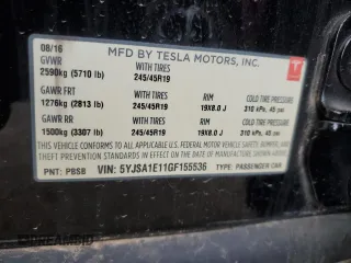 2016 Tesla Model S 70 with VIN 5YJSA1E11GF155536, listed as a Copart auction lot 47543565 with 137,462 mi miles and Salvage title. Bid and sale history available at DreamBid. Image 12.
