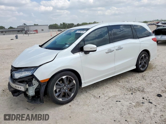2022 Honda Odyssey Elite with VIN 5FNRL6H95NB066055, listed as a Copart auction lot 59258315 with 43,570 mi miles and Salvage title. Bid and sale history available at DreamBid. Image 1.