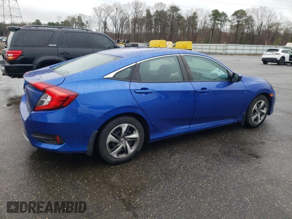 2020 Honda Civic LX with VIN 19XFC2F69LE216160, listed as a Copart auction lot 51995595 with 62,566 mi miles and Salvage Title. Bid and sale history available at DreamBid. Image 3.