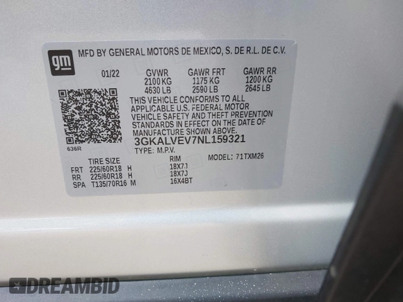2022 GMC Terrain SLT z VIN 3GKALVEV7NL159321, wystawiony jako IAAI lot #42352977 z przebiegiem 42 386 mil mil oraz . Historia ofert i sprzedaży dostępna na DreamBid. Obrazek 9.