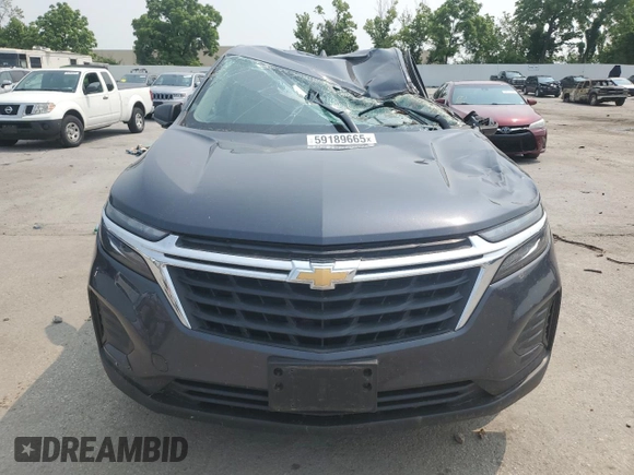 2022 Chevrolet Equinox LS with VIN 3GNAXSEV9NS163074, listed as a Copart auction lot 59189665 with 65,406 mi miles and Salvage title. Bid and sale history available at DreamBid. Image 5.