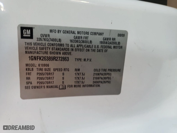 2009 Chevrolet Suburban LT w/1LT with VIN 1GNFK26389R272863, listed as a Copart auction lot 78642574 with 204,638 mi miles and Salvage Title. Bid and sale history available at carsss.com. Image 15.