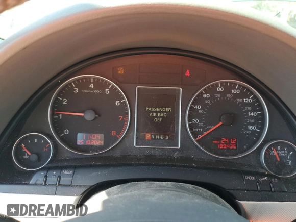 2005 Audi A4 3.2L with VIN WAUDG78E45A528323, listed as a Copart auction lot 78052334 with 189,435 mi miles and Salvage Title. Bid and sale history available at carsss.com. Image 9.