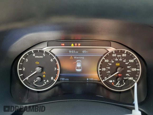 2025 Nissan Altima SV with VIN 1N4BL4DWXSN327748, listed as a Copart auction lot 41893135 with 730 mi miles and Salvage Title. Bid and sale history available at DreamBid. Image 9.