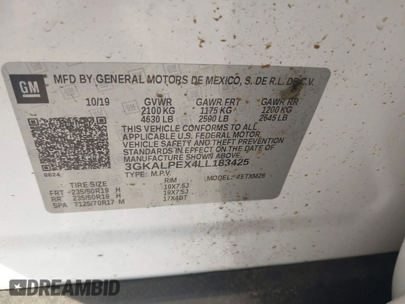 2020 GMC Terrain SLT с VIN 3GKALPEX4LL183425, выставлен на аукционе IAAI как лот 42075749 с пробегом 83 474 миль миль и . История ставок и продаж доступна на DreamBid. Изображение 9.