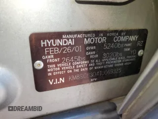 2001 Hyundai Santa Fe GLS with VIN KM8SC83D41U069325, listed as a Copart auction lot 54377815 with 51,574 mi miles and Clean Title. Bid and sale history available at carsss.com. Image 13.