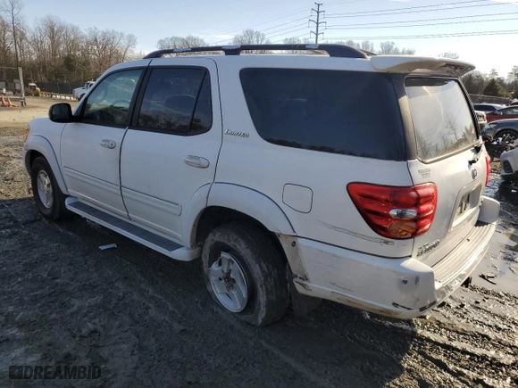 2002 Toyota Sequoia Limited with VIN 5TDZT38A02S061636, listed as a Copart auction lot 43022645 with 291,214 mi miles and Salvage Title. Bid and sale history available at carsss.com. Image 2.