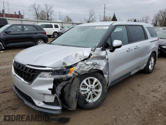 2023 Kia Carnival LX with VIN KNDNB4H31P6214573, listed as a Copart auction lot 80956874 with 38,106 mi miles and Salvage Title. Bid and sale history available at carsss.com. Image 1.