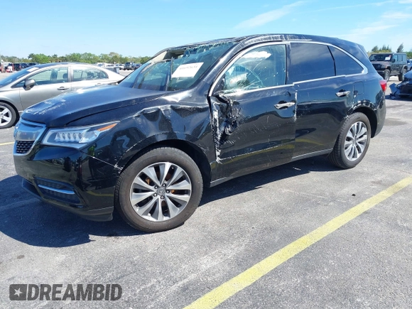2016 Acura MDX w/Tech with VIN 5FRYD3H4XGB011596, listed as a IAAI auction lot 41692631 with 43,615 mi miles. Bid and sale history available at carsss.com. Image 2.