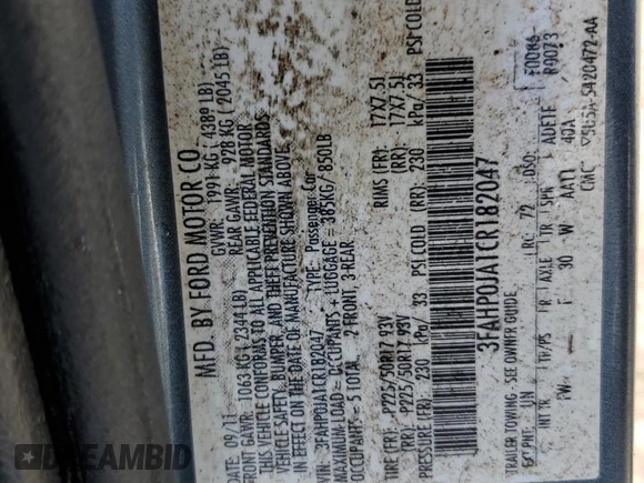 2012 Ford Fusion SEL z VIN 3FAHP0JA1CR182047, wystawiony jako Copart lot #56521525 z przebiegiem 200 523 mil mil oraz Szkoda całkowita • Salvage title. Historia ofert i sprzedaży dostępna na DreamBid. Obrazek 13.