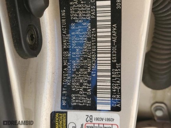 2006 Toyota Avalon XL with VIN 4T1BK36B76U117214, listed as a Copart auction lot 81790644 with 53,907 mi miles and Salvage Title. Bid and sale history available at carsss.com. Image 12.