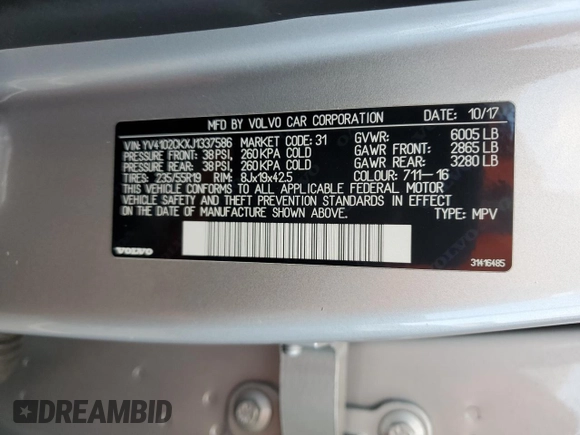 2018 Volvo XC90 Momentum with VIN YV4102CKXJ1337586, listed as a Copart auction lot 44159835 with 77,890 mi miles and Salvage Title. Bid and sale history available at carsss.com. Image 14.