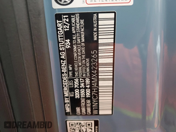2021 Mercedes-Benz G 63 AMG with VIN W1NYC7HJ4MX423265, listed as a Copart auction lot 73542813 with Not Provided miles and . Bid and sale history available at DreamBid. Image 13.