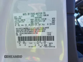 2011 Ford Escape Limited with VIN 1FMCU9EG5BKC09796, listed as a IAAI auction lot 41792944 with 134,117 mi miles. Bid and sale history available at carsss.com. Image 9.