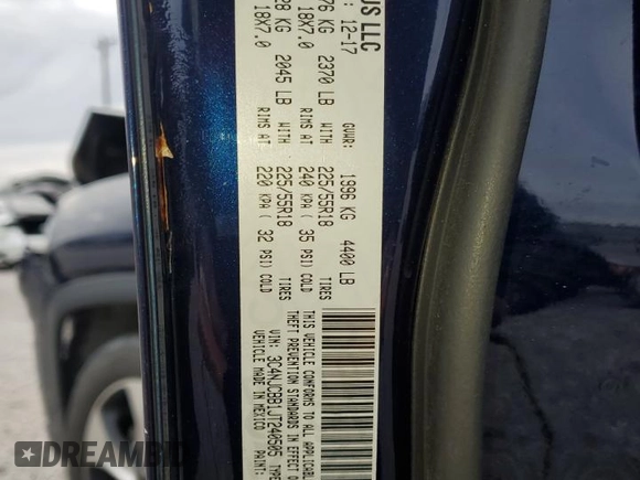 2018 Jeep Compass Latitude z VIN 3C4NJCBB1JT240505, wystawiony jako Copart lot #44365215 z przebiegiem 102 798 mil mil oraz Szkoda całkowita • Salvage title. Historia ofert i sprzedaży dostępna na DreamBid. Obrazek 15.