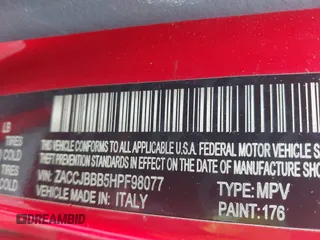 2017 Jeep Renegade Latitude z VIN ZACCJBBB5HPF98077, wystawiony jako IAAI lot #42323925 z przebiegiem 78 893 mil mil oraz . Historia ofert i sprzedaży dostępna na DreamBid. Obrazek 9.