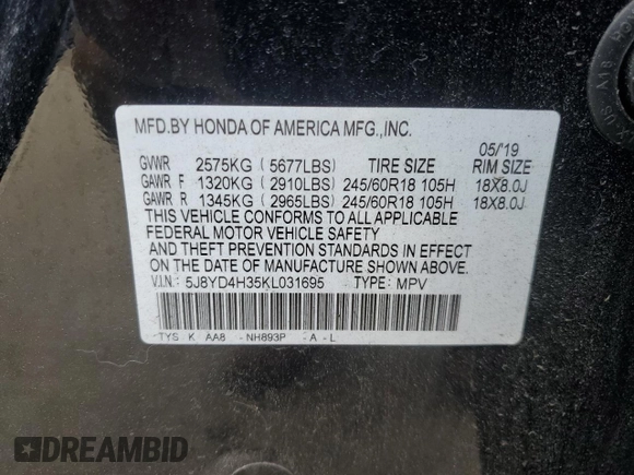 2019 Acura MDX with VIN 5J8YD4H35KL031695, listed as a Copart auction lot 47382045 with 105,456 mi miles and Salvage Title. Bid and sale history available at carsss.com. Image 15.