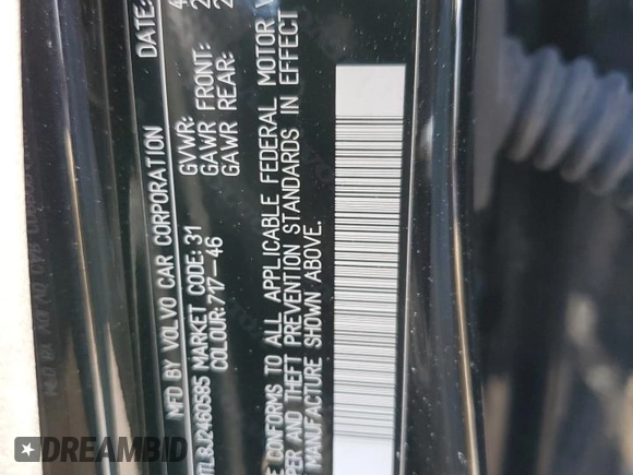 2018 Volvo S60 Dynamic with VIN YV140MTL8J2460585, listed as a Copart auction lot 46281405 with 46,525 mi miles and Salvage Title. Bid and sale history available at carsss.com. Image 12.