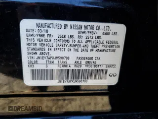 2018 Infiniti Q50 3.0t LUXE with VIN JN1EV7APXJM590796, listed as a Copart auction lot 47481395 with 91,360 mi miles and Salvage Title. Bid and sale history available at carsss.com. Image 12.