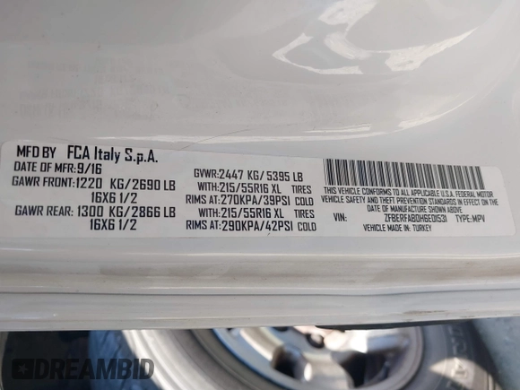 2017 Ram ProMaster City Cargo Tradesman z VIN ZFBERFAB0H6E01531, wystawiony jako IAAI lot #41889780 z przebiegiem 59 734 mil mil oraz . Historia ofert i sprzedaży dostępna na DreamBid. Obrazek 9.