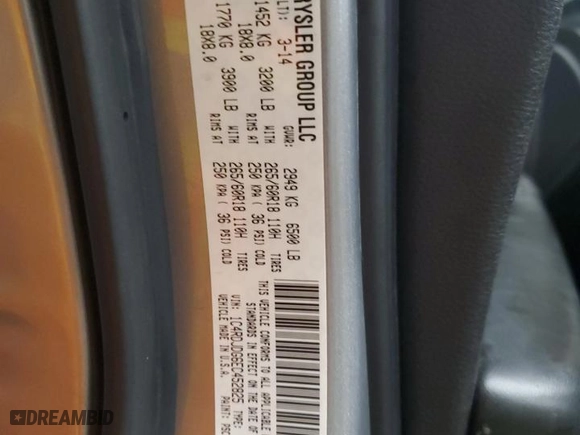 2014 Dodge Durango Limited with VIN 1C4RDJDG6EC452825, listed as a Copart auction lot 86646534 with 125,763 mi miles and Salvage Title. Bid and sale history available at carsss.com. Image 14.