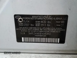 2015 Hyundai Sonata Sport with VIN 5NPE34AB0FH083851, listed as a Copart auction lot 44110145 with Not Provided miles and Salvage Title. Bid and sale history available at carsss.com. Image 13.